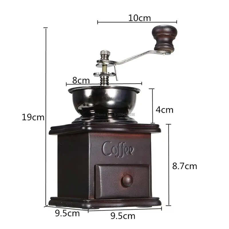 Classical Wooden Manual Coffee Grinder Hand Stainless Steel Retro Coffee Spice Mini Burr Mill With High-quality Ceramic