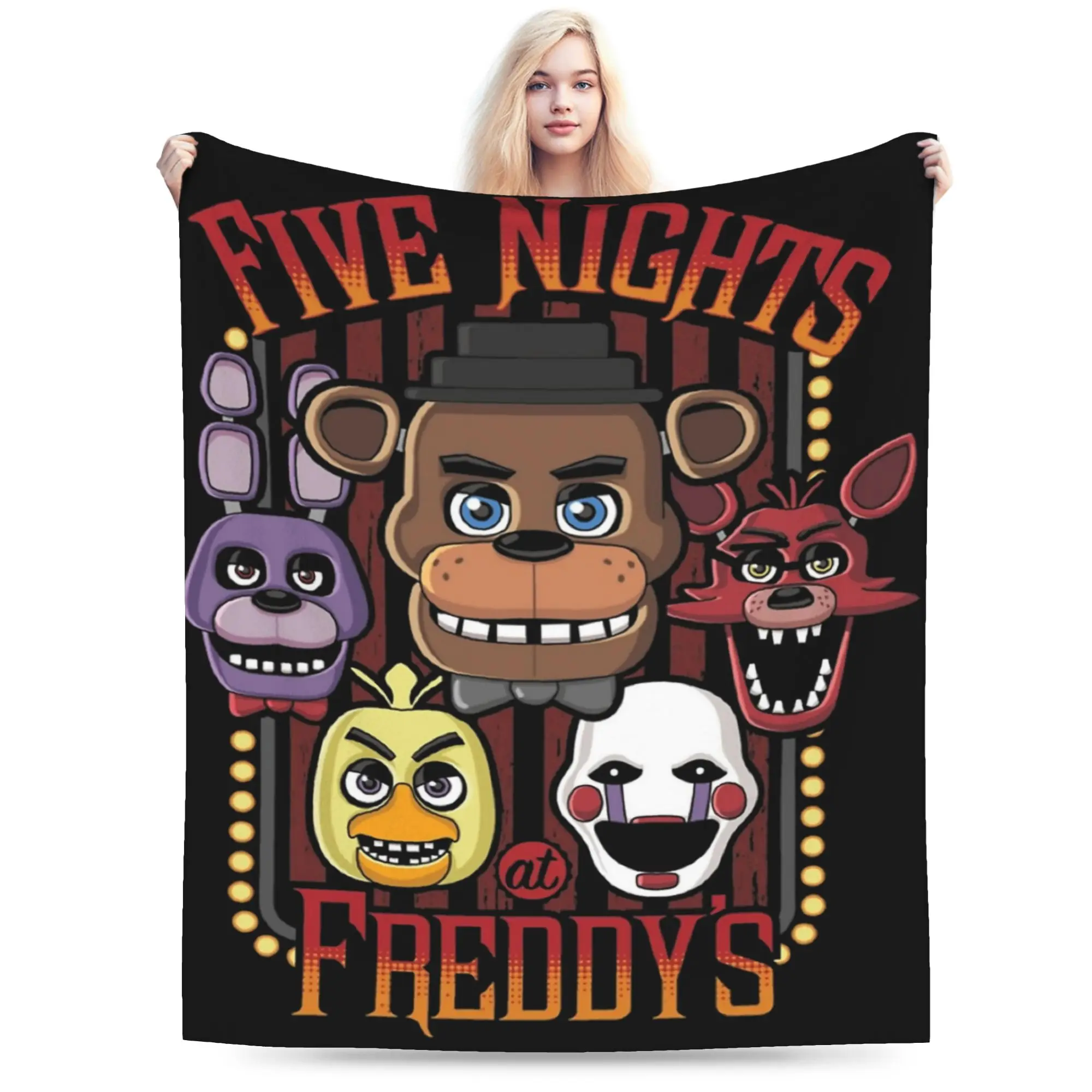 Pizzeria Multi-Character FNAF At Freddys Blanket Quality Super Warm  Throw Blanket Spring Couch Chair Bed Street Trend Bedspread