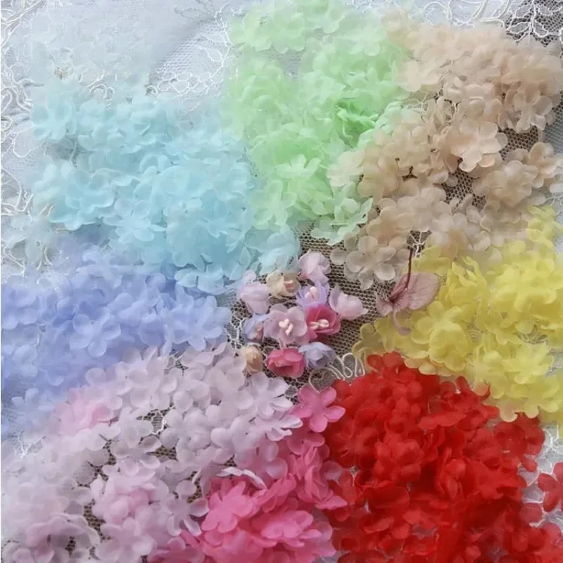 

200 Pieces,9 Colors To Choose From, 3D Flower Handmade Transparent Stiff Yarn Petals, Used for Baby Clothing, Headwear Materials