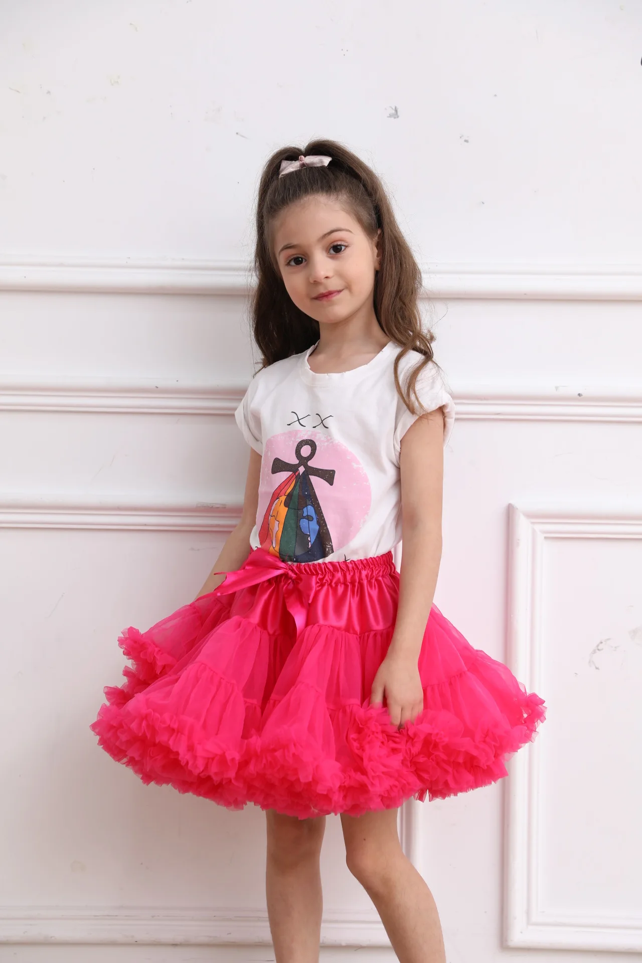 Kindermeisjes Lolita Cosplay Petticoats 2023 A-Lijn Gezwollen Tutu Rok Gelaagde Tule Balletdans Pettiskirts Grote Strik Onderrok