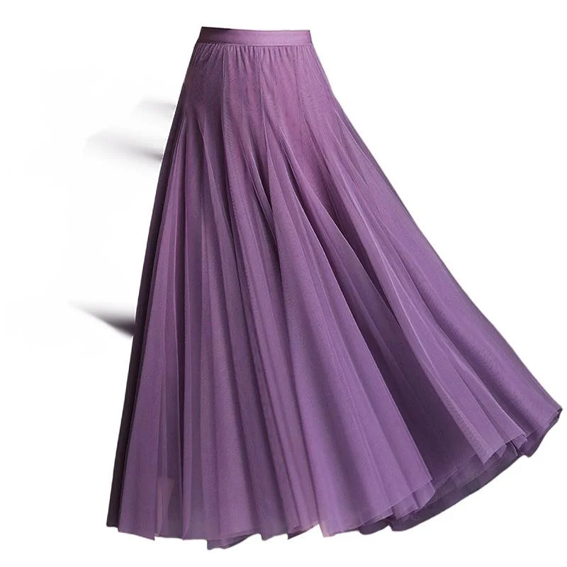 

Women Fashion Skirt Elastic High Waist Elegant Simple Classic temperament Solid Color Temperament Casual A line Skirt