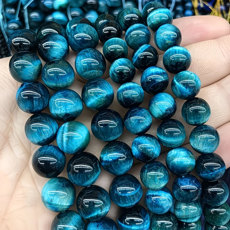 60 Blue Tiger Eye Glass Beads, Loose Glass Beads for Diy Bracelets, Necklaces, Earrings, Jewelry Making, Jewelry Accessories