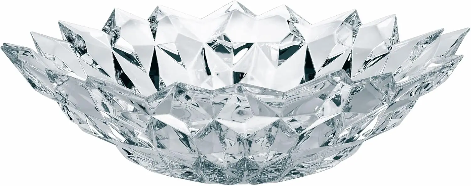 Quartz Collection Crystal Bowl, 12.6 Inches, Clear, Decorative Glass Bowl for Fruit, Kitchen, Centerpieces, and Other