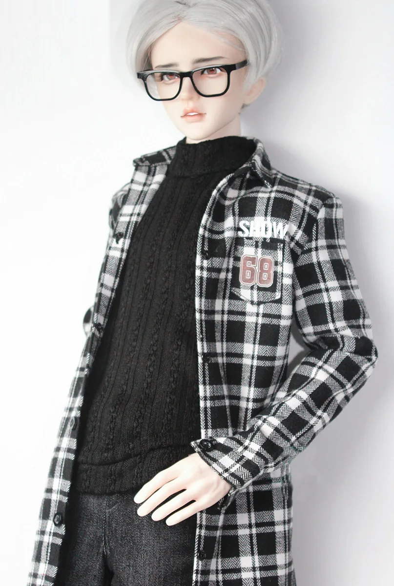 BJD Doll Clothes for 60-70cm BJD Uncle Black and White Plaid Shirt, Vest, Slacks