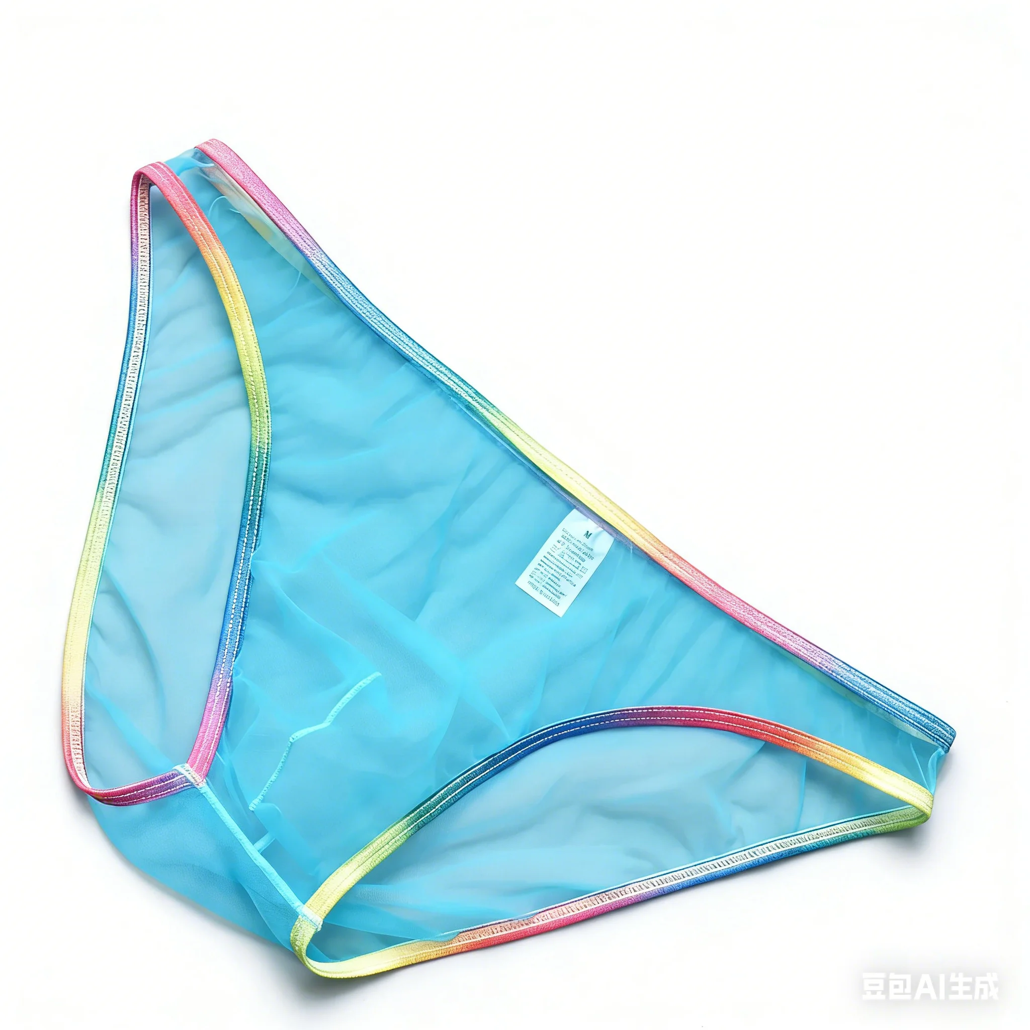 Men's Sheer Mesh Briefs, Ultra-transparent Rainbow Trim Erotic Underwear