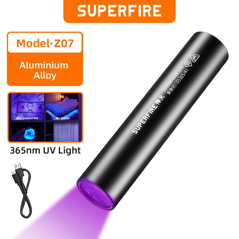 

Latest style SUPERFIRE Z07 Portable UV Flashlight 395nm Mini Ultraviolet Torch Violet Light For Pet Urine Scorpion Detector Lamp