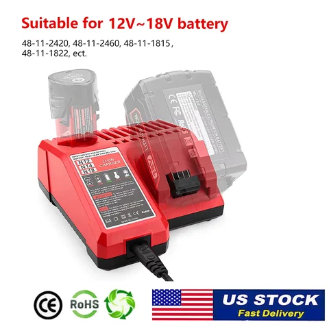 3A Fast Charger for 12V&18V Lithium Ion Battery 48-59-1812 48-11-2420 48-11-1815 48-11-1840 48-11-1841 48-11-1