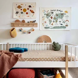 Nordic Light Luxury Style Simple Wall Background Cloth Universe Planet Animal Children's Room Home Bedside Hanging Cloth Decor