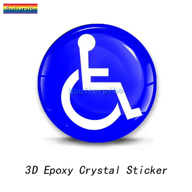 3D Practical Stereo Epoxy Dome Car Sticker Blue Wheelchair Disabled Vinyl Suitable for Car Motorcycle Cell Phone Refrigerator