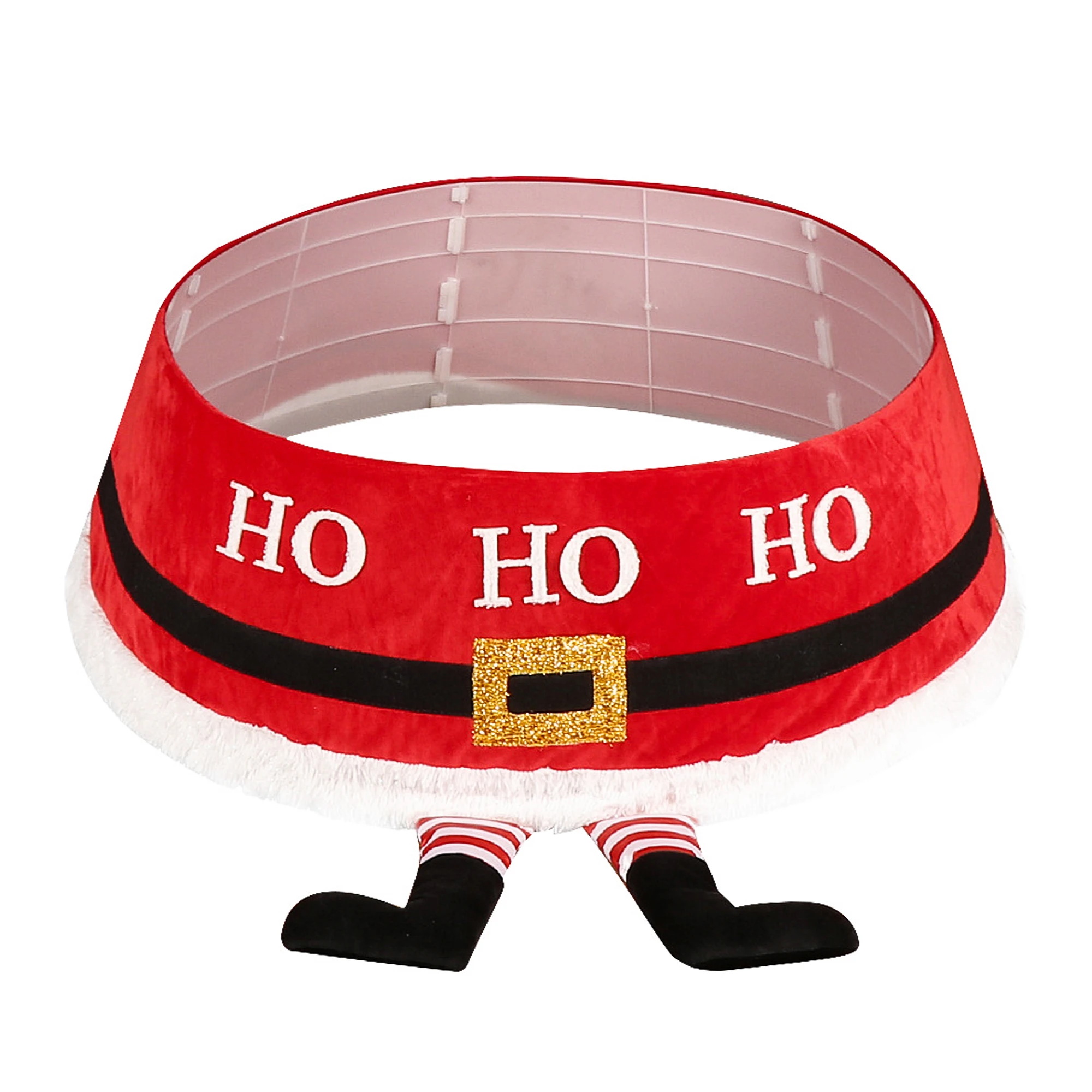 

30 Inch Round Christmas Tree Skirts Large Elf Legs Christmas Decoration Red Tree Skirt For Festive Parties Tree Mat Decoration