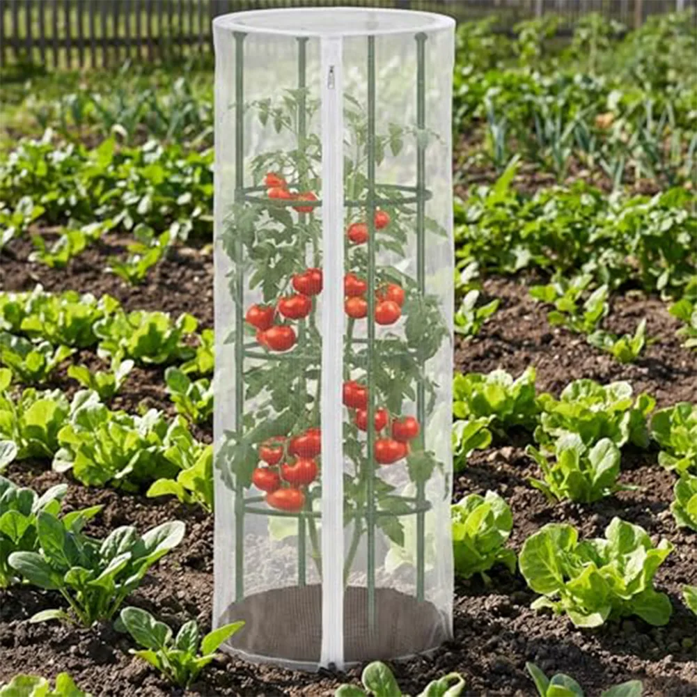 1/2/4pcs Garden Bird Netting Cover Circular Plant Covers For Round Tomato Cage Plant Cage Net Cover With Zipper Drawstring