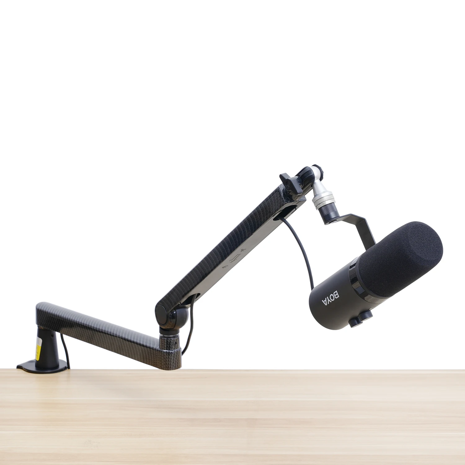 Professional Studio Low Profile Mic Arm with Extended Riser Cable Management Adjustable Microphone Stand