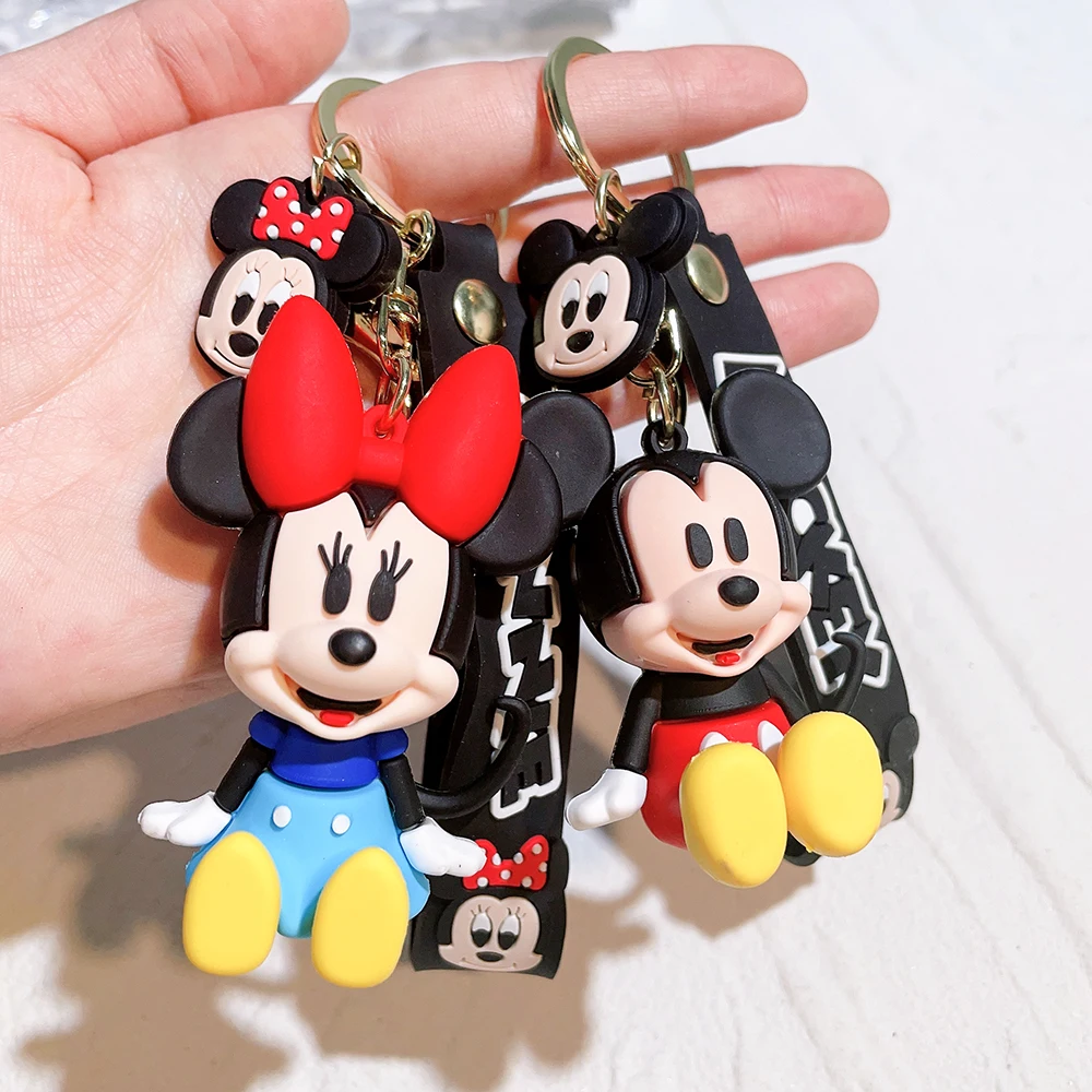 LLavero de Mickey de Anime de Disney, llavero de Stitch de dibujos animados, lindo llavero de Minnie, bolso de estudiante, colgante, llavero de