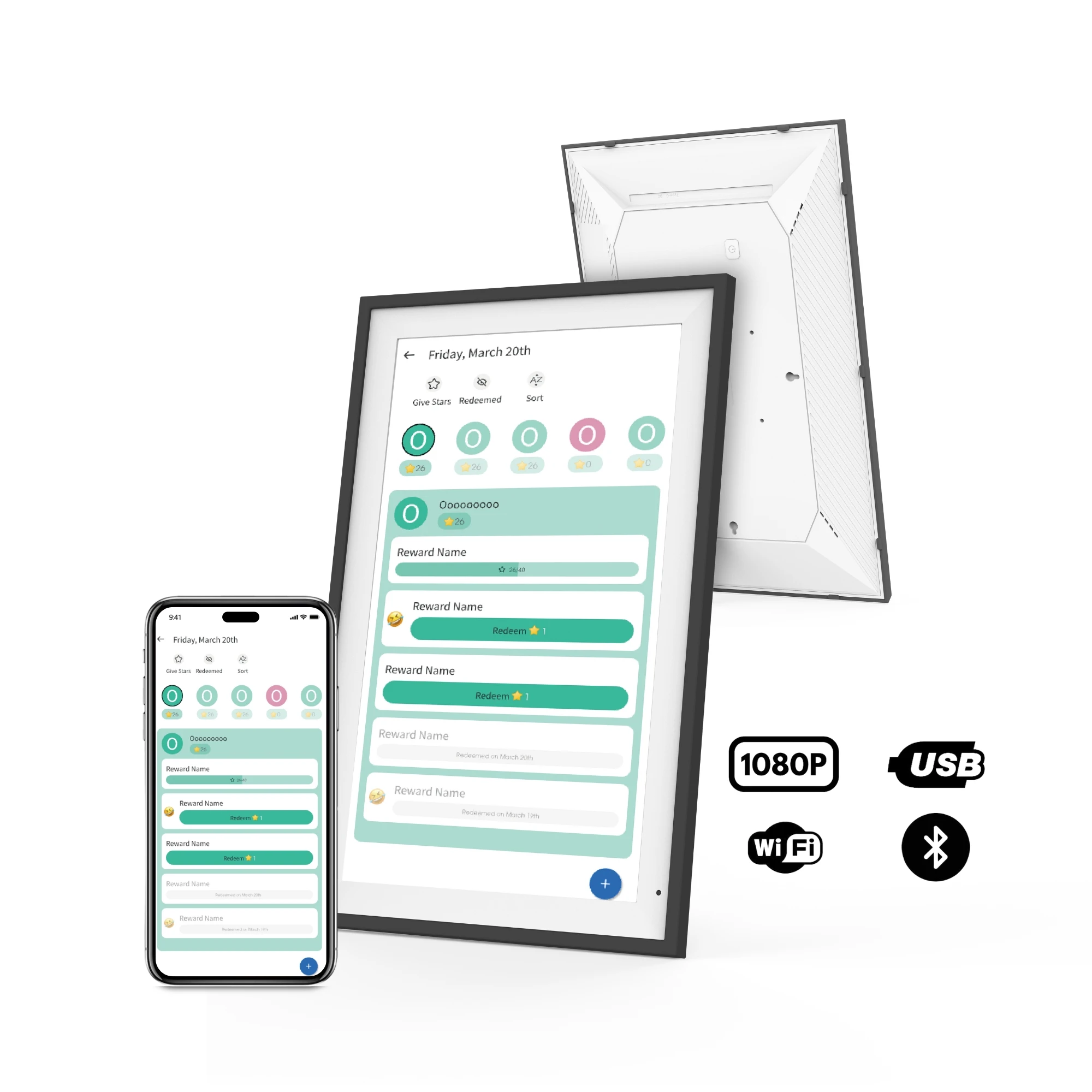 15.6-Inch Android 14 Desktop Digital Smart WiFi Tablet 4 + 64GB Calendar Reminder Video Playback Clock Audio Format