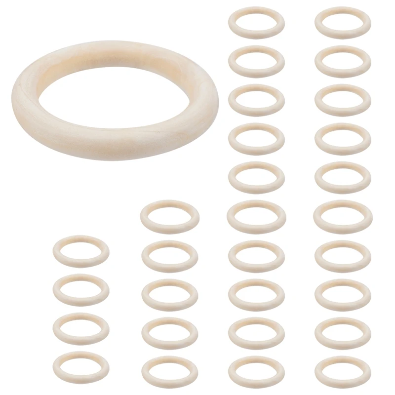 30Pcs 70Mm Wood Rings,Wooden Ring Wood Circles For DIY Crafts, Macrame Plant Hanger,Ornaments And Jewelry Making