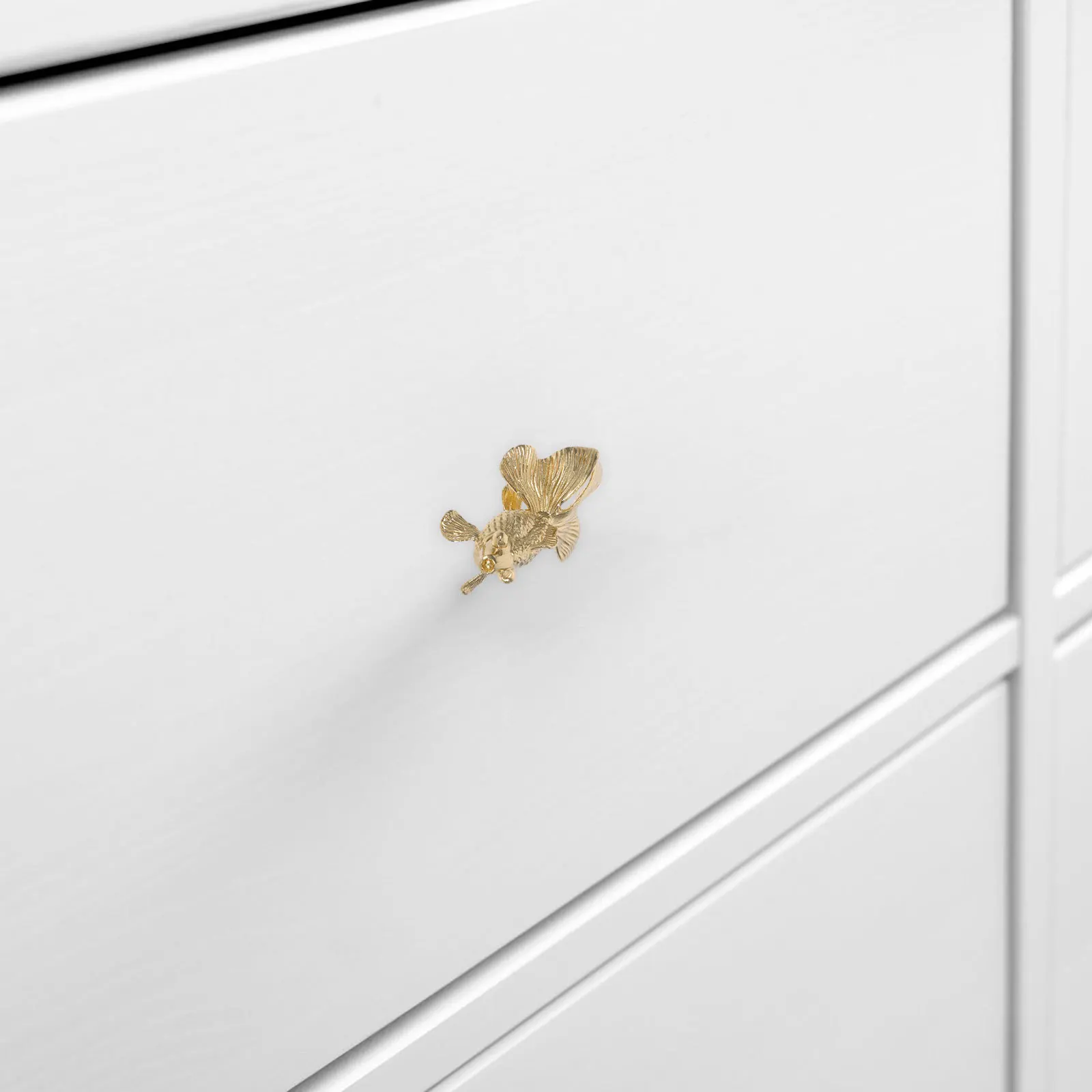 

Gold Fish Brass Goldfish Handle Copper Drawer Knobs Cabinet Animal Pull Golden Ceramic