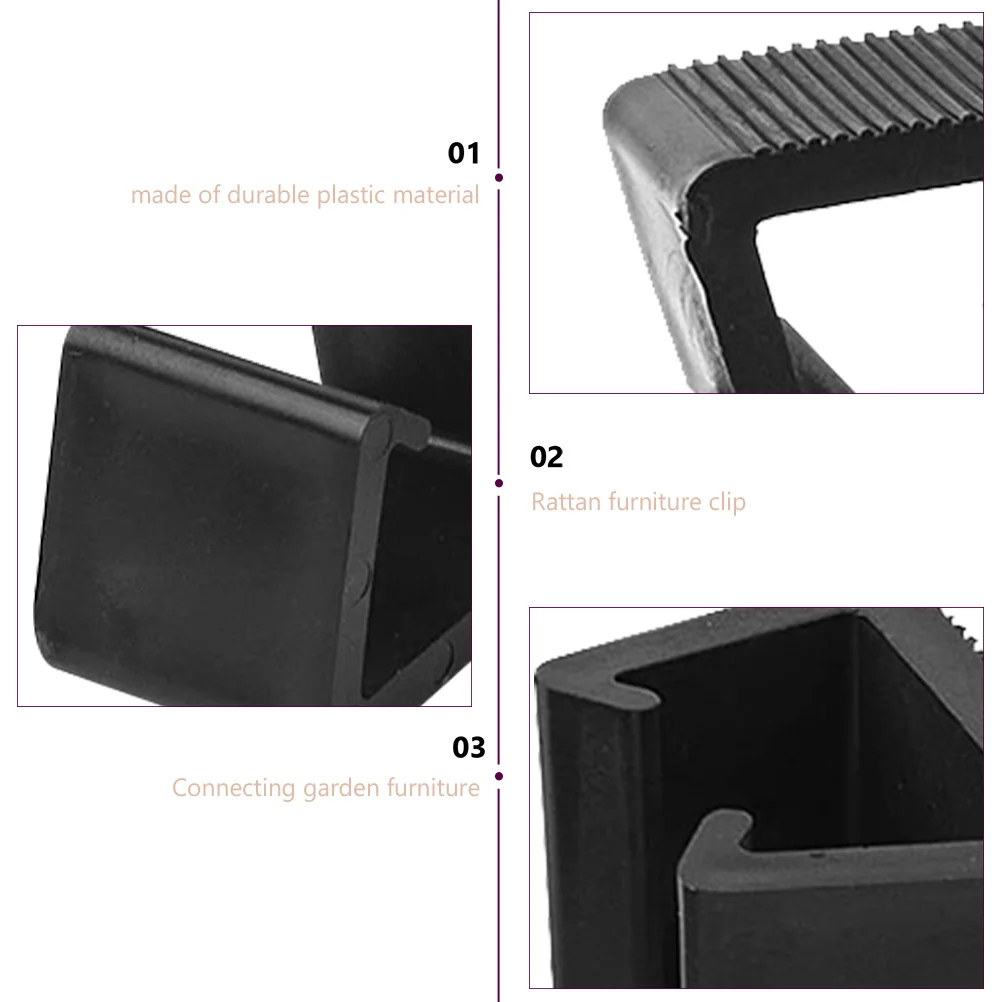 

8 Pcs Outdoor Furniture Wicker Clamps Chair Sofa Clips Alignment Black Fasteners