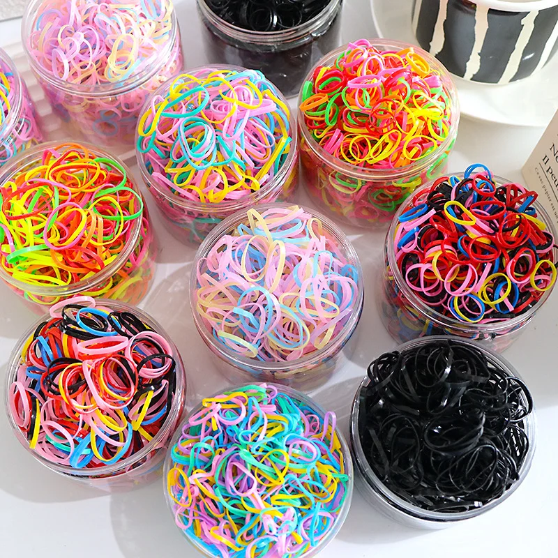 1000 Bandas Elásticas de Goma Pequeñas Desechables para Niñas, con Alta Elasticidad y Durabilidad para Atar el Cabello