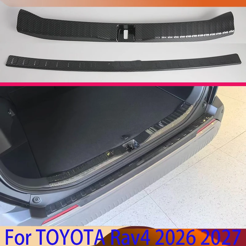 For TOYOTA Rav4 2026 2027 Carbon Fiber Style Rear Bumper Protection Window Sill Inside Outside Trunks Decorative Plate Pedal