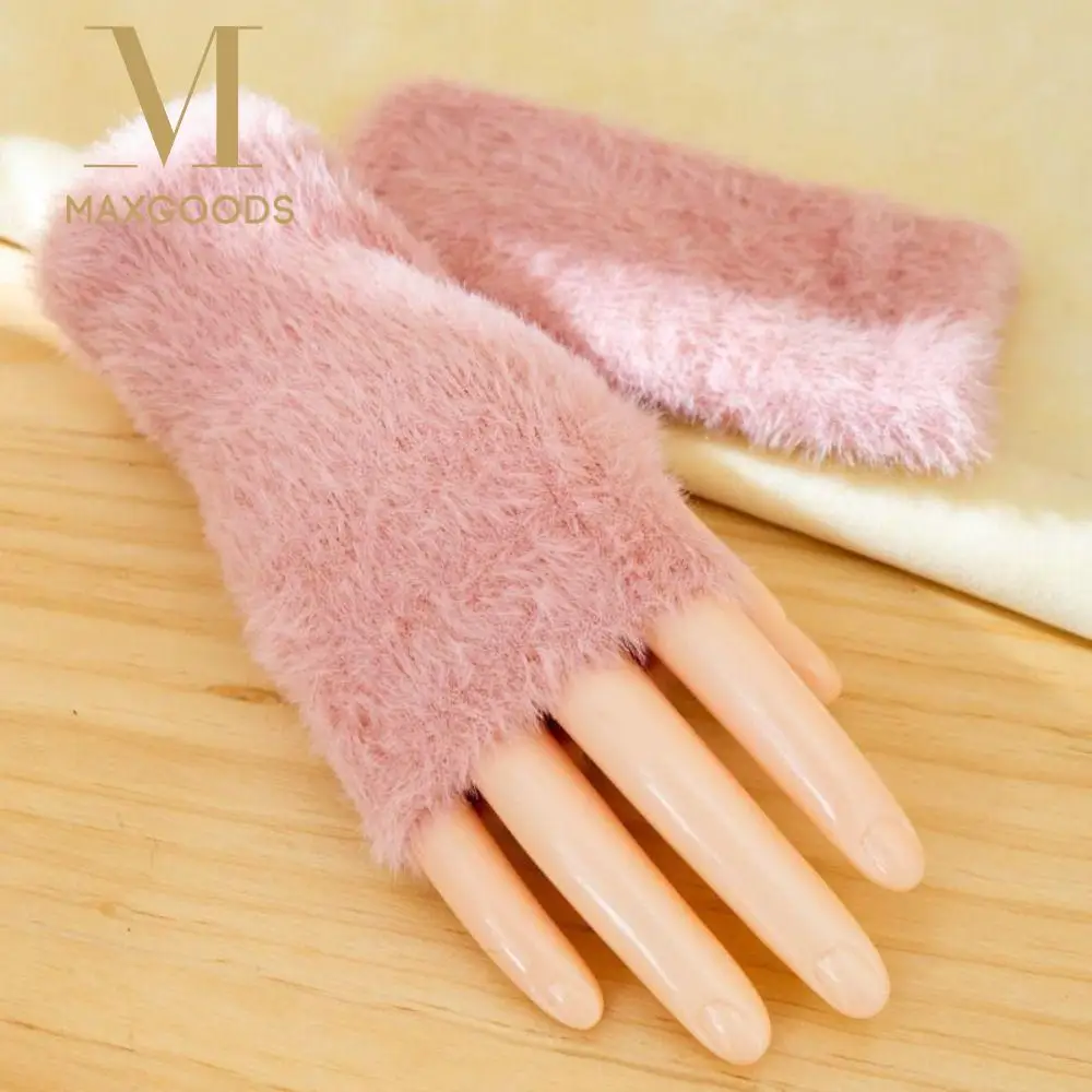 

Новые мягкие перчатки с полупальцами, теплые однотонные варежки на запястье, вязаные зимние перчатки для письма