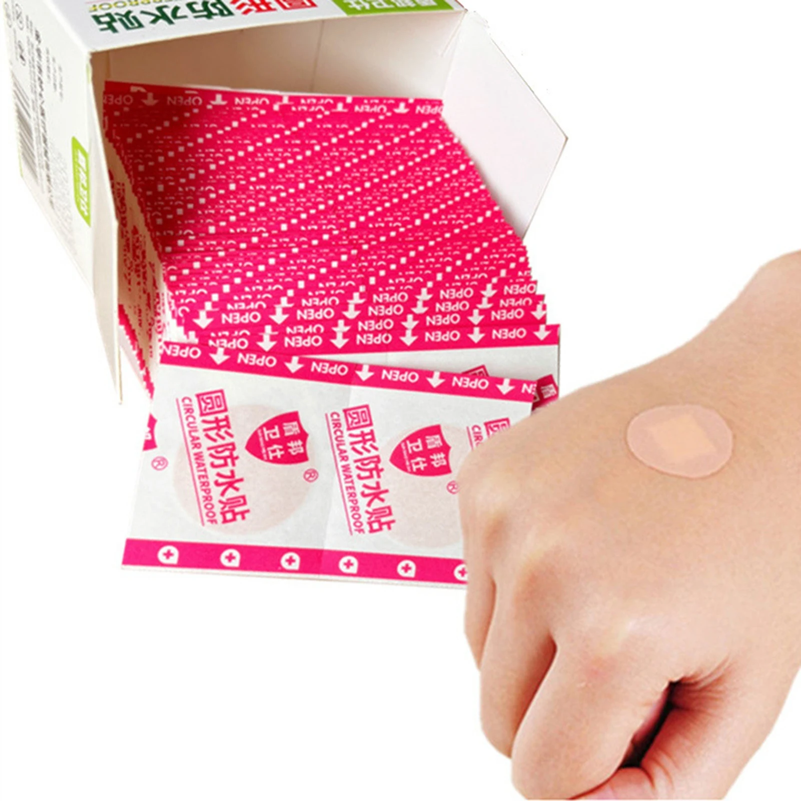 100pcs Round Bandages Breathable Sterile Adhesive Patches for Injection Pinhole Wound Care First Aid Kit