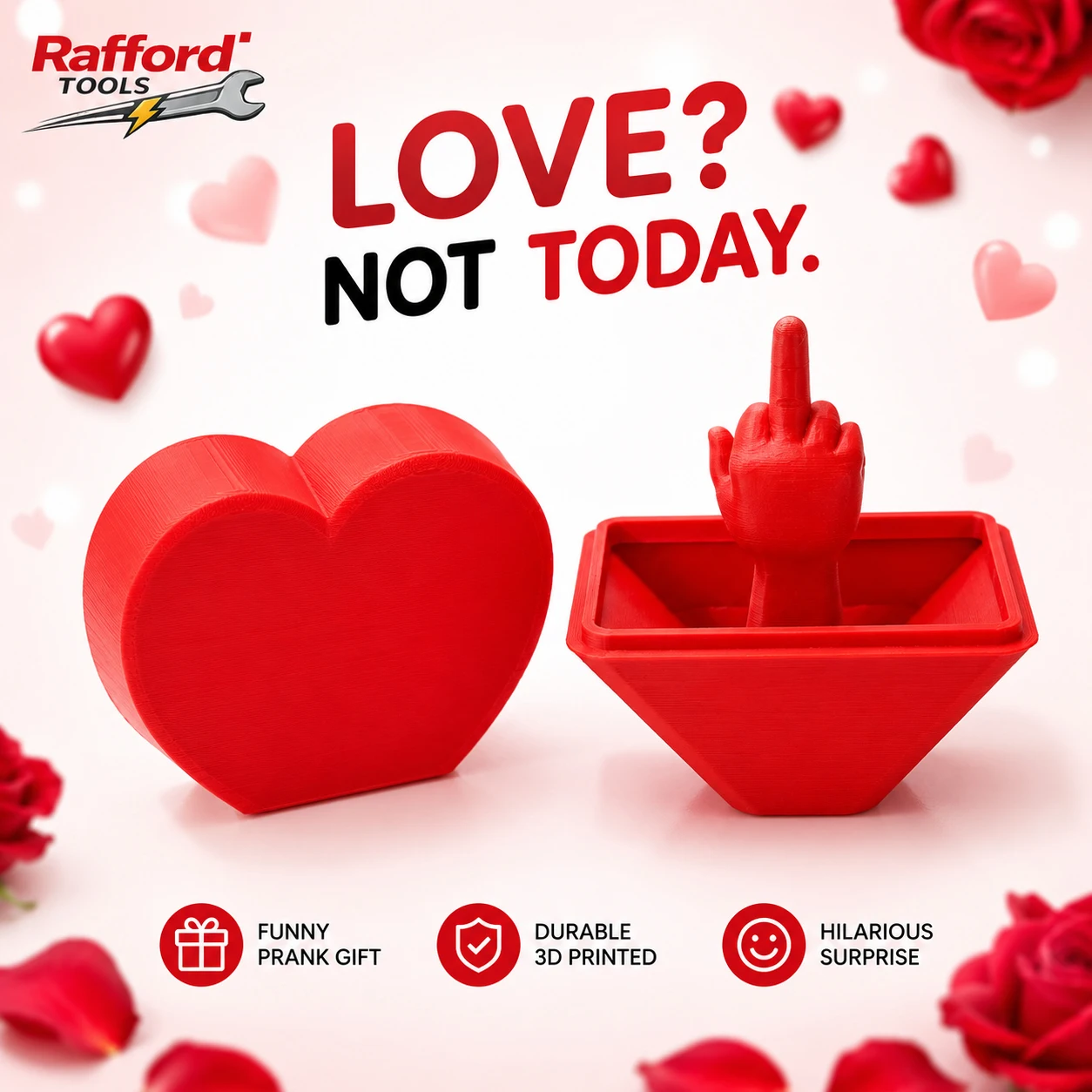 3D Printed Heart Surprise Box Funny Prank Gift Hidden Hand Gesture Toy Creative Novelty Gift for Valentine Birthday Party