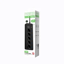 European Style Smart Power Strip with Multi USB Port Type-C 5 Outlets Socket with Overload Protection and Independent Switches