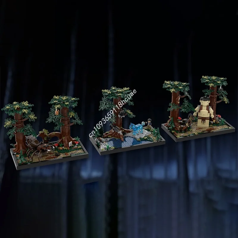 2074 pçs moc floresta proibida cenário harry pottered modelo blocos de construção arquitetura presentes natal diy brinquedo idéia tijolo crianças