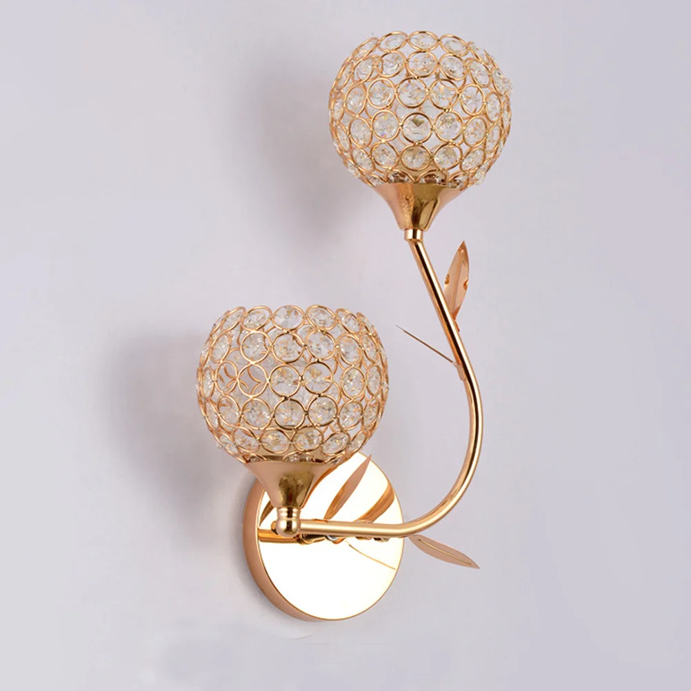 مصباح حائط داخلي كريستالي مزدوج ذهبي معدني زجاجي على شكل زهرة شفاف بجانب السرير وغرفة النوم مصباح جداري كهربائي سبلاش #3