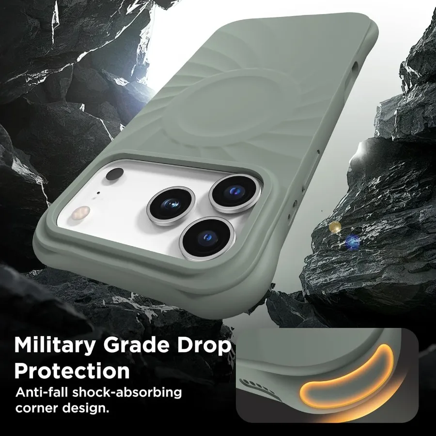 حافظة مغناطيسية واقية مضادة للصدمات لهاتف آيفون 17 برو 6.3 مع كاميرا سيليكون مدمجة متوافقة مع MagSafe