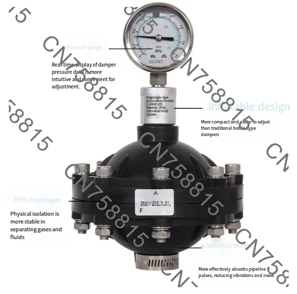 For Pumps Dosing System，Pulsation Damper 0.35-4L DN15-DN50 Internal Thread Diaphragm Pulsation Dampener