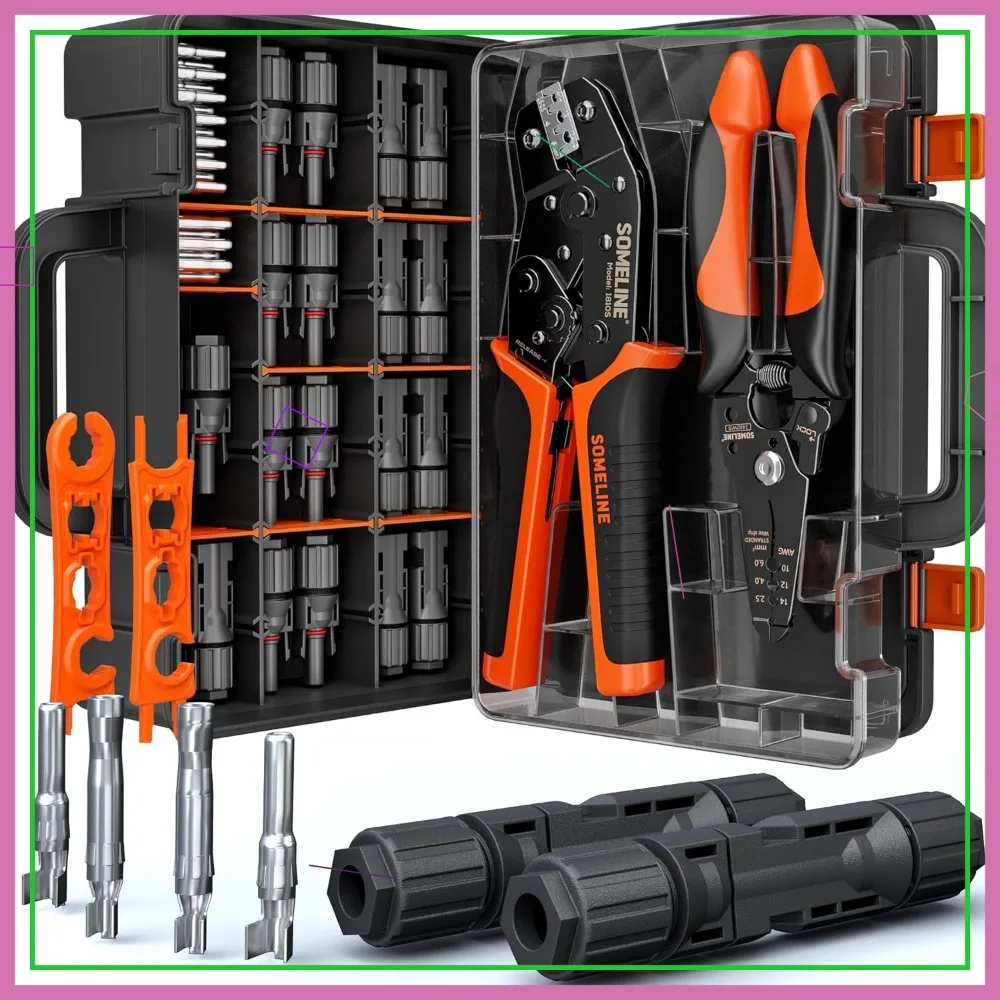 

Набор инструментов для обжима разъемов солнечной панели с 12-парными разъемами, гаечным ключом и инструментом для зачистки разъемов для самостоятельного и профессионального использования