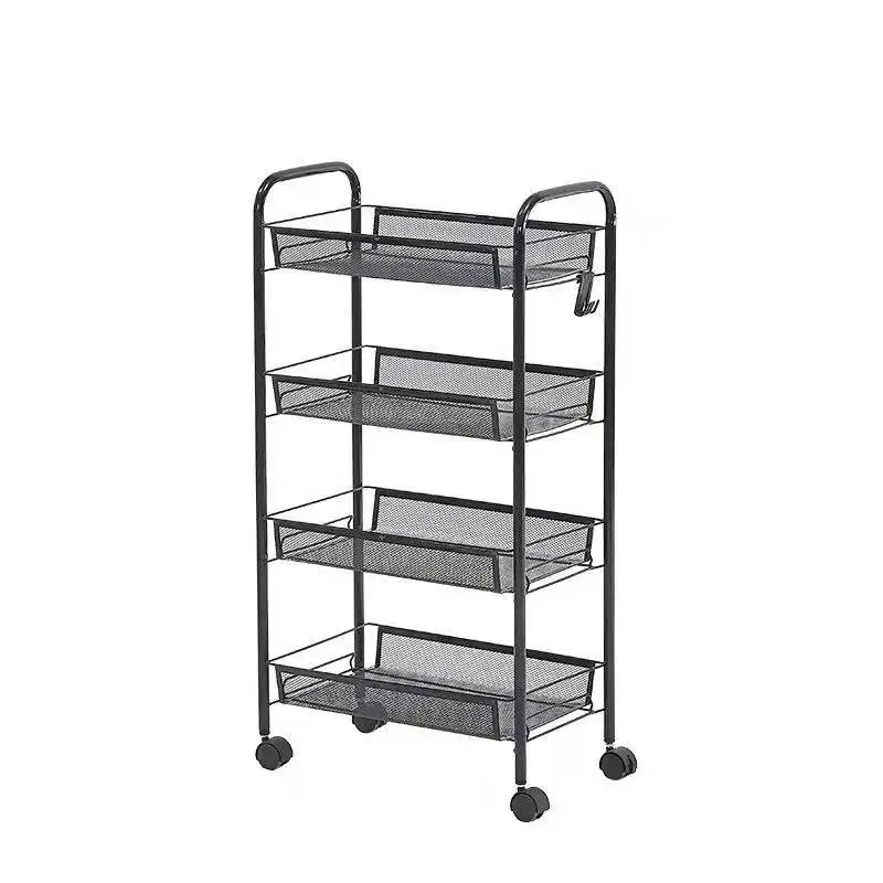 Kitchen rack multi-layer mobile floor trolley storage rack vegetable and fruit snacks