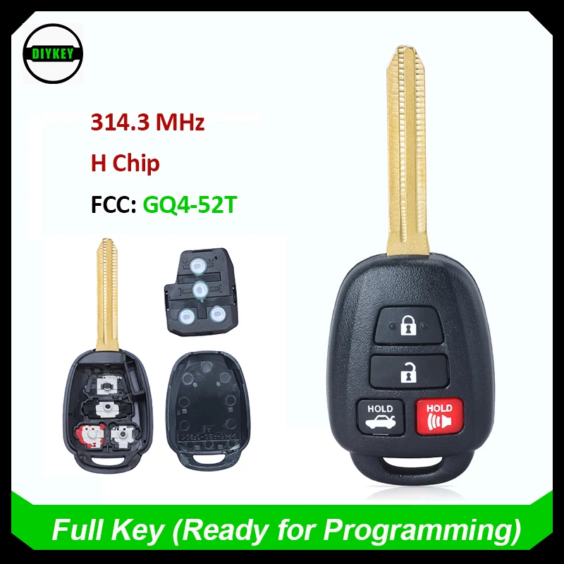 DIYKEY Keyless Smart Remote Key Fob 314.3MHz for Toyota Highlander Rav4 2013 2014 2015 2016 2017 2018 With H Chip FCC: GQ452T