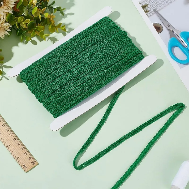 جديلة تصنعها بنفسك للخياطة ، إطار أخضر ، شريط بوليستر ، شراشيب أساسية ، تشذيب لأزياء التنجيد ، 27 ياردة ، في ، 8