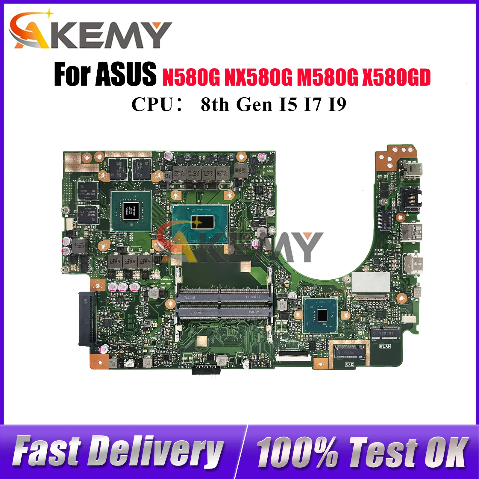 

X580GD Laptop Motherboard For ASUS VivoBook X580GD M580G X580G N580G NX580G Notebook Mainboard With I5 I7 I9 CPU 112% tests OK