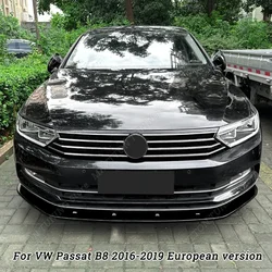 For VW Volkswagen Passat B8 Front Bumper Lip Diffuser Spoiler 2017 2018 2019 Gloss black Splitter Guard Trim Protector Body Kit