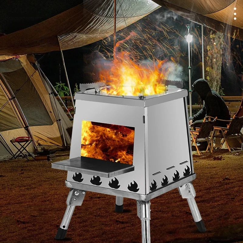 

Уличная походная печь для барбекю, складная дровяная печь с несколькими пальцами, портативная печь из нержавеющей стали, походная кухонная утварь