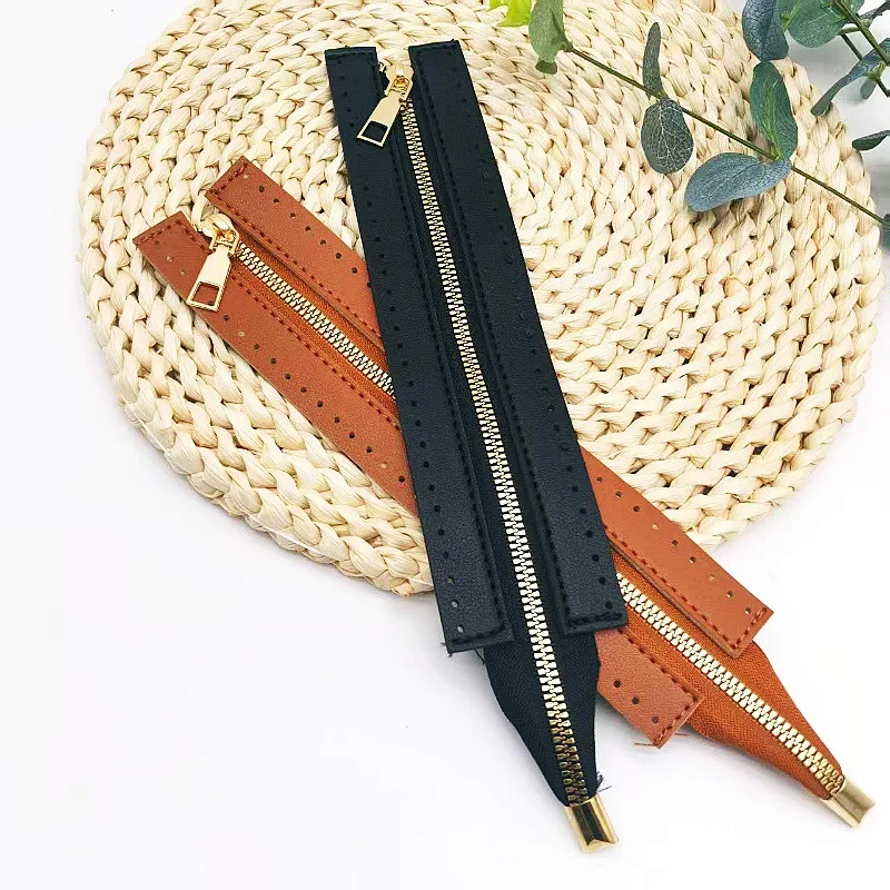 24cm DIY Handmade Bag Zipper Accessories 6-Color DIY Handmade Bag Zipper 24cm Pu Metal Zipper Woven Bag Accessories