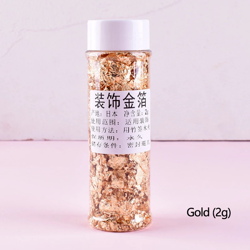 2g/Bottle Gold Foil Flakes Cake Decoration For Party Decoration Gold/RoseGold/Silver（Not edible！）