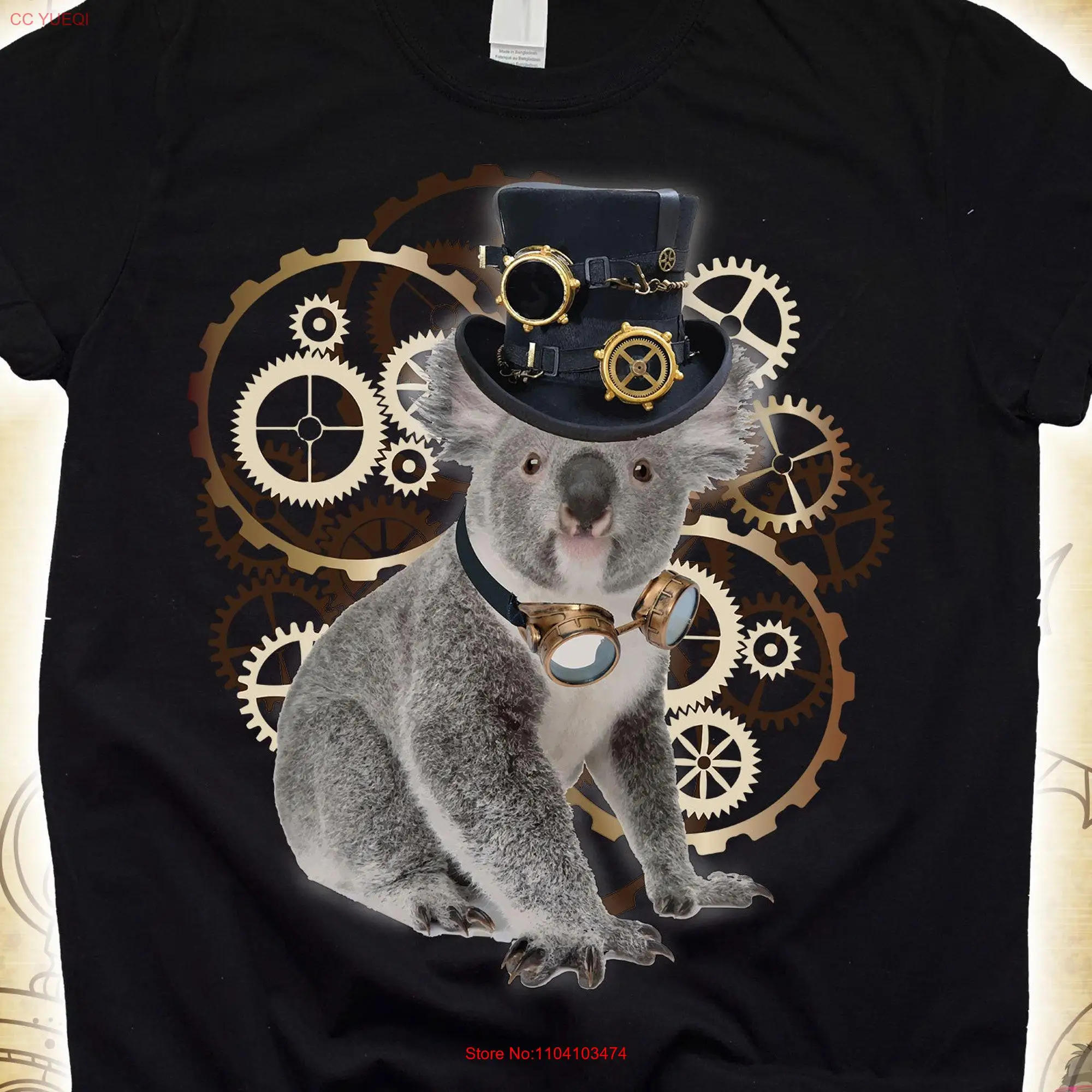 Sir Koala Steampunk T Shirt for Kids Sci Fit Steam punk Art Drawings Aesthetic Fantasy Victorian Era