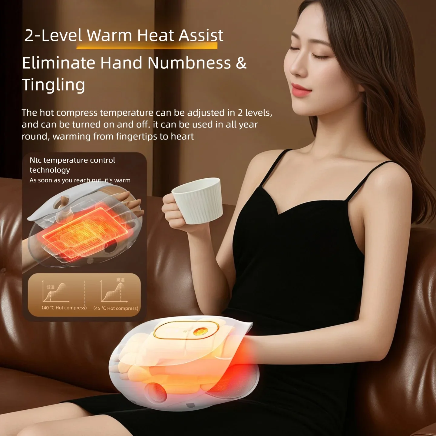 

Upgrade Intelligent Hand Massager With Heat Shiatsu 26 Airbag Compression Timing Control Separate Finger Massage Relaxation Gift