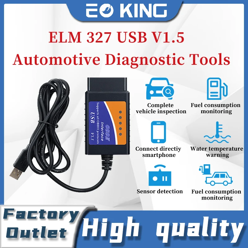 ELM327 USB V1.5 Auto Diagnostic Scan Tool ELM 327 Obd2 Cable Connector Interface OBDII CAN-BUS Scanner