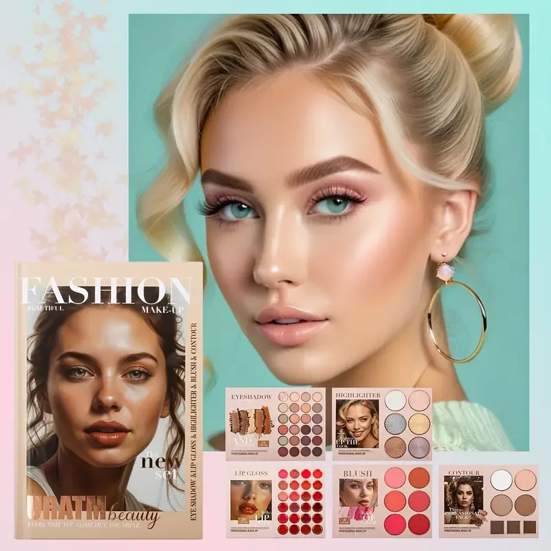 Paleta de livros de beleza multicamadas de 67 cores, um livro de maquiagem que combina sombra, blush, contorno e iluminador, cores ricas