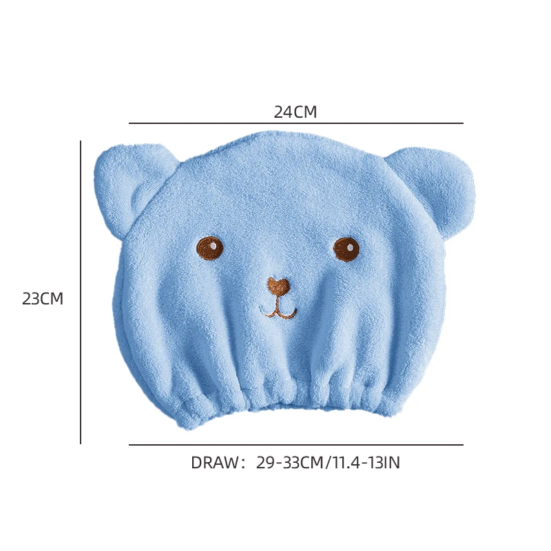 Dry Hair Cap For Women Quick-drying Absorbent Thick Microfiber Head Towel Korean Cute Bear Embroidered Shower Cap Towel