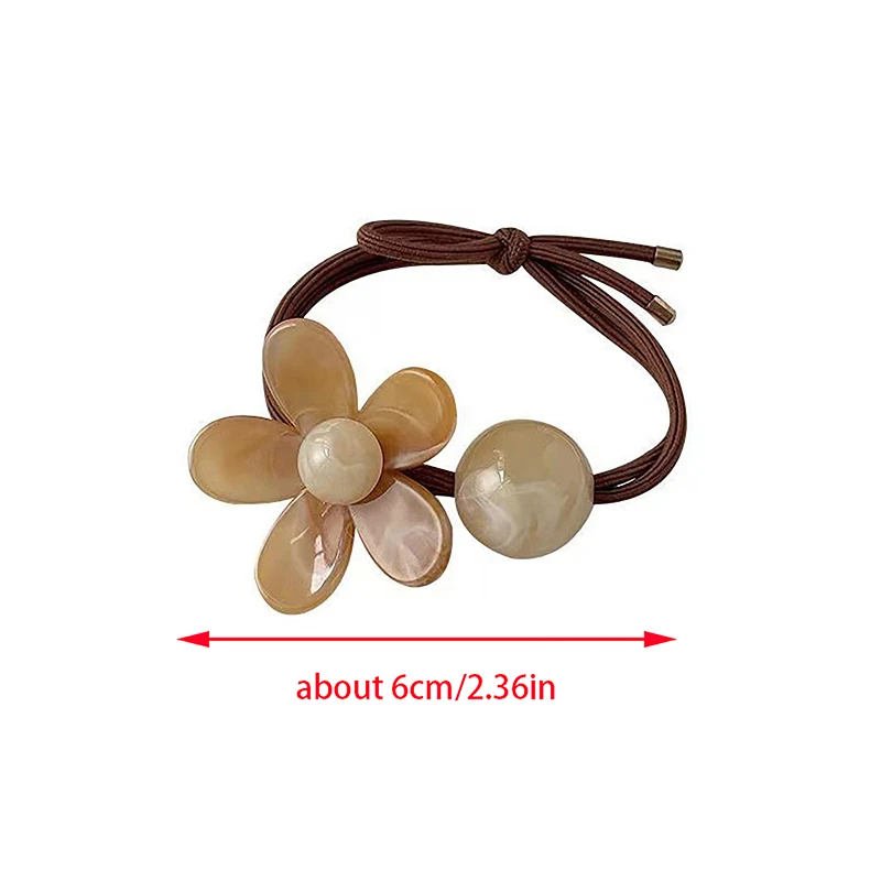 Sweet Acrylic Flower Charms Hair Ties, Candy Color, Elastic Ponytail Holder, Rubber Bands, Headwear para mulheres e meninas