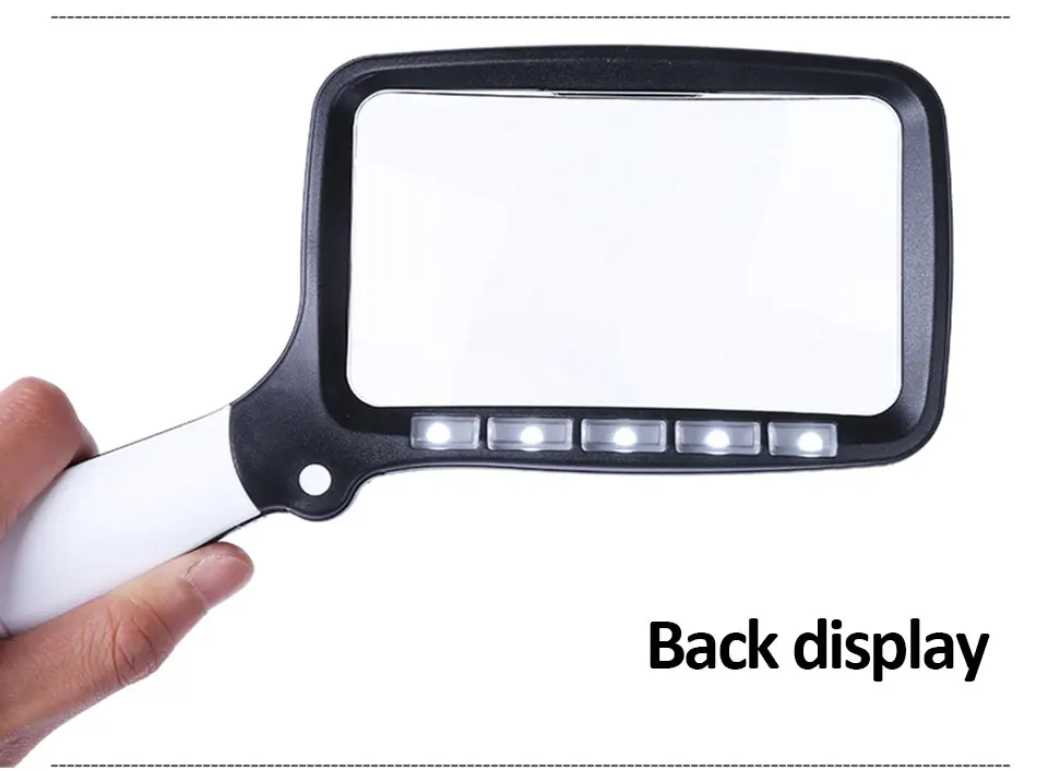 Tragbare quadratische Klapplupe mit 5 LED-Leuchten, professionelle hochauflösende optische Lupe zum Lesen älterer Menschen – Detail 4