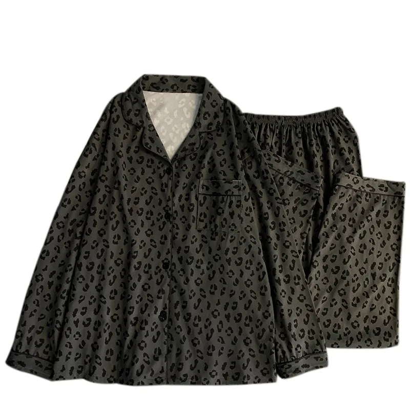 Französisches Luxus-Pyjama-Set mit Leopardenmuster für Damen, weiche Langarm-Nachtwäsche, lässige Vintage-Loungewear, neue Frühlings-Nachtwäsche – Detail 4