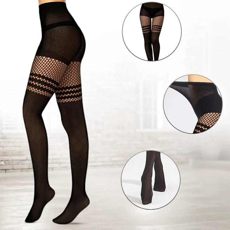 المرأة مثير الدانتيل شبكة صيد السمك الفخذ العليا جوارب الصيف رقيقة مكافحة هوك مثير قاع الجوارب الشرير القوطية نمط JK جوارب طويلة سوداء #2