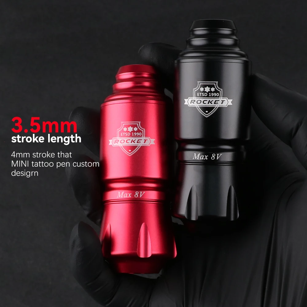 

Mini Rocket Tattoo Short Pen Machine with RCA Jack Automatic Rotary Stroke 3.5mm Permanent Makeup Tattoo Pen Kit